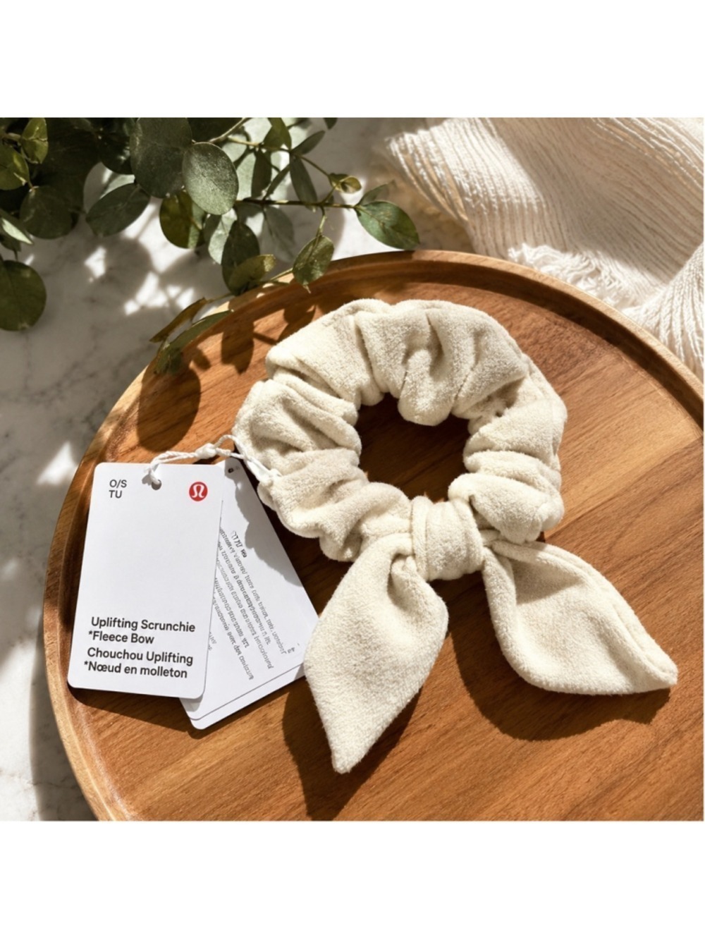 NWT Lululemon Uplifting Fleece Bow Scrunchie Ricotta O/S